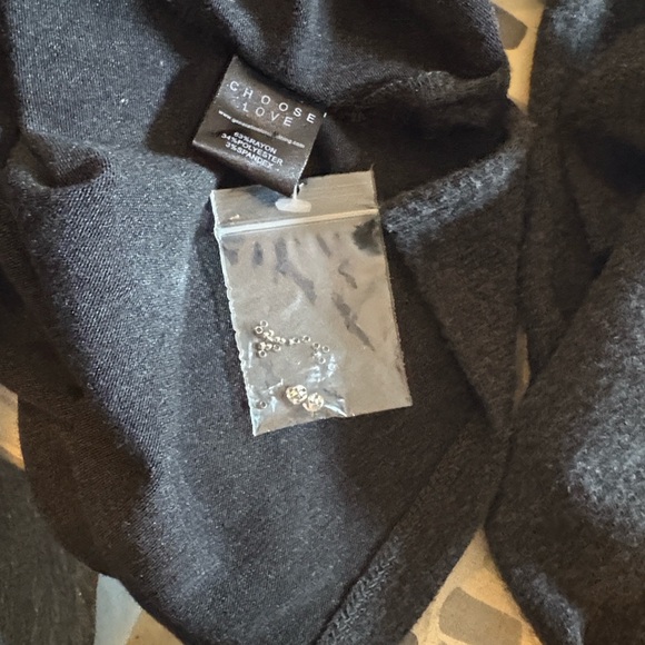 Generation Love Charcoal Long Sleeve V-Neck‎ Top w/ Stunning Neck Embellishments - Picture 7 of 7